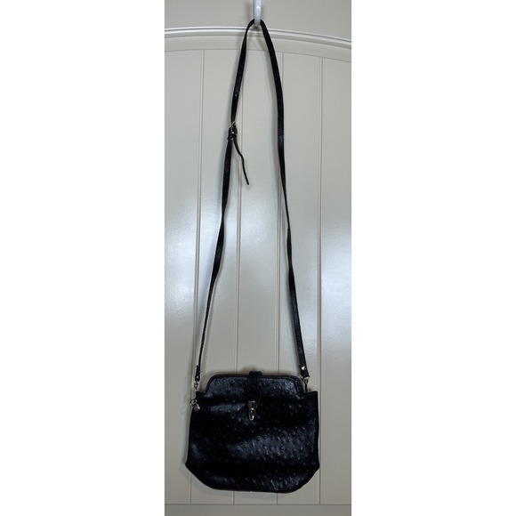 Vintage Leather Made In Italy Purse Black With Strap‎ - Picture 2 of 8